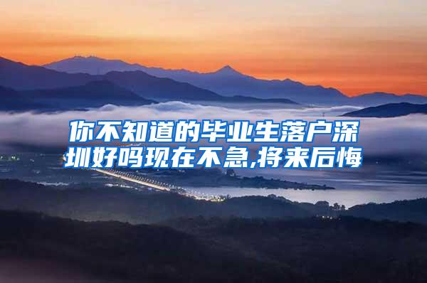 你不知道的毕业生落户深圳好吗现在不急,将来后悔