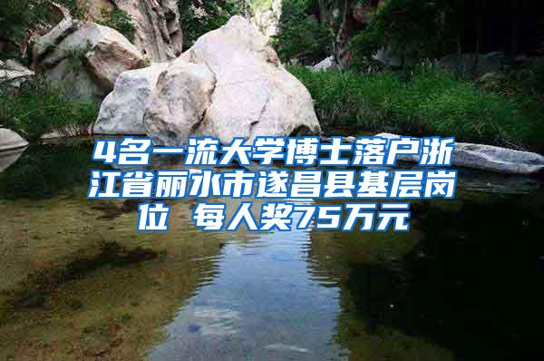 4名一流大学博士落户浙江省丽水市遂昌县基层岗位 每人奖75万元