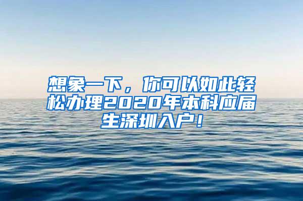 想象一下，你可以如此轻松办理2020年本科应届生深圳入户！