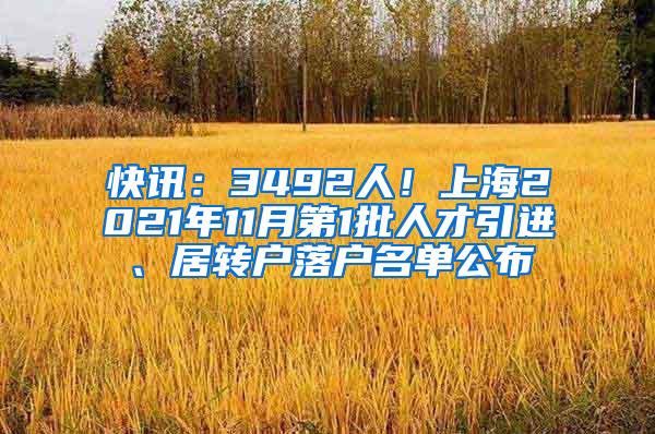 快讯：3492人！上海2021年11月第1批人才引进、居转户落户名单公布