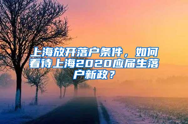 上海放开落户条件，如何看待上海2020应届生落户新政？