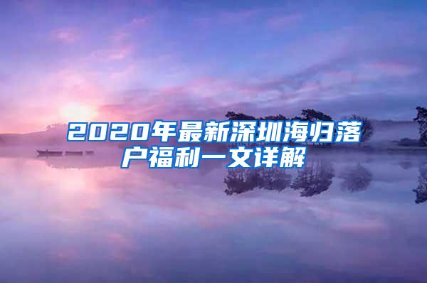 2020年最新深圳海归落户福利一文详解