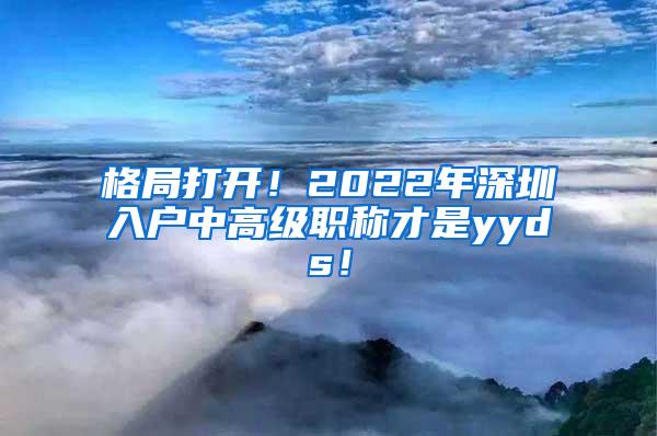 格局打开！2022年深圳入户中高级职称才是yyds！