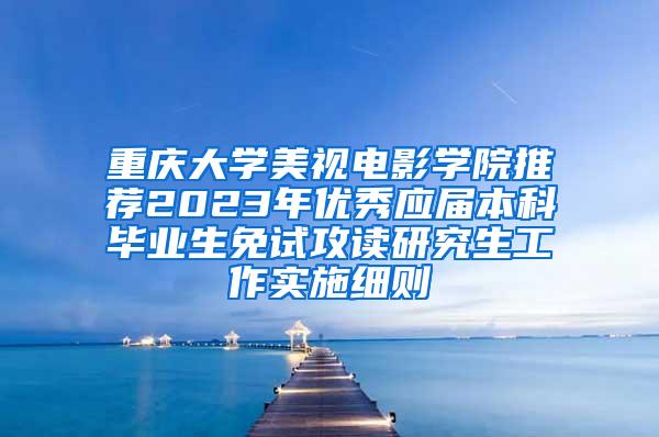 重庆大学美视电影学院推荐2023年优秀应届本科毕业生免试攻读研究生工作实施细则