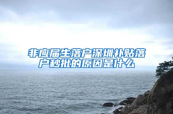 非应届生落户深圳补贴落户秒批的原因是什么