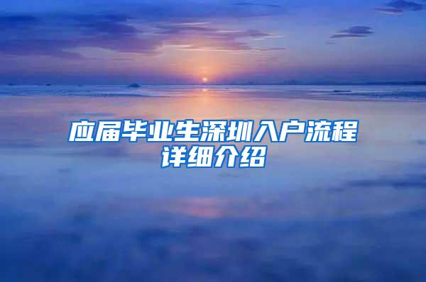 应届毕业生深圳入户流程详细介绍