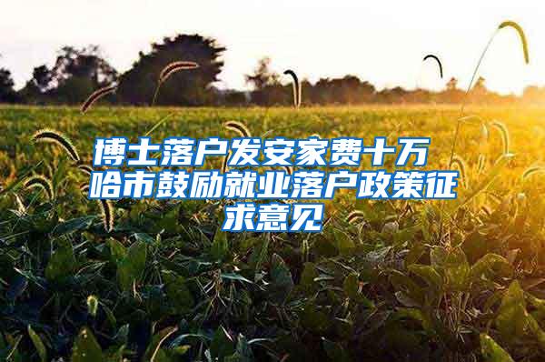 博士落户发安家费十万 哈市鼓励就业落户政策征求意见