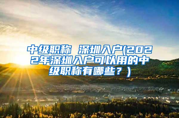 中级职称 深圳入户(2022年深圳入户可以用的中级职称有哪些？)