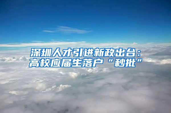 深圳人才引进新政出台：高校应届生落户“秒批”