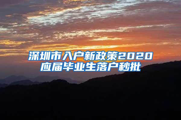 深圳市入户新政策2020应届毕业生落户秒批