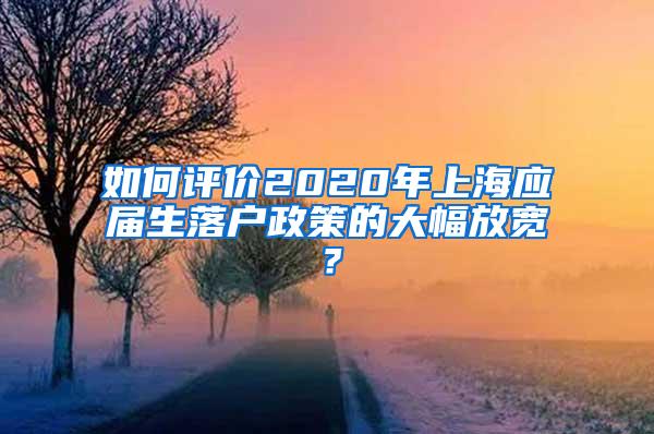 如何评价2020年上海应届生落户政策的大幅放宽？