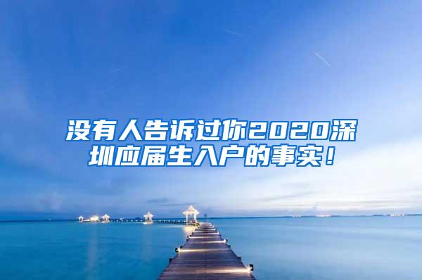 没有人告诉过你2020深圳应届生入户的事实！