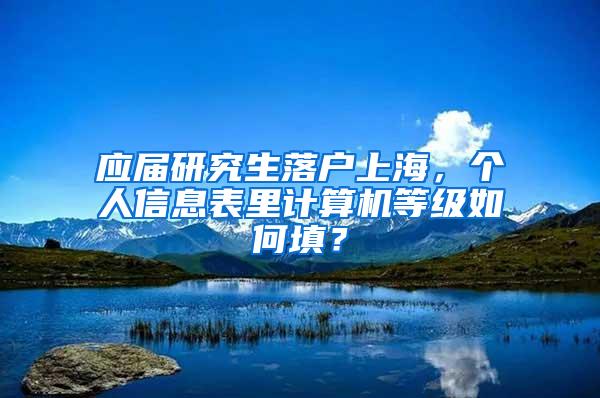 应届研究生落户上海，个人信息表里计算机等级如何填？