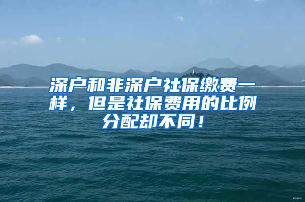 深户和非深户社保缴费一样，但是社保费用的比例分配却不同！