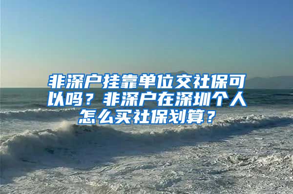 非深户挂靠单位交社保可以吗？非深户在深圳个人怎么买社保划算？