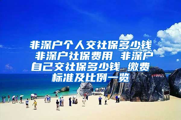 非深户个人交社保多少钱 非深户社保费用 非深户自己交社保多少钱 缴费标准及比例一览