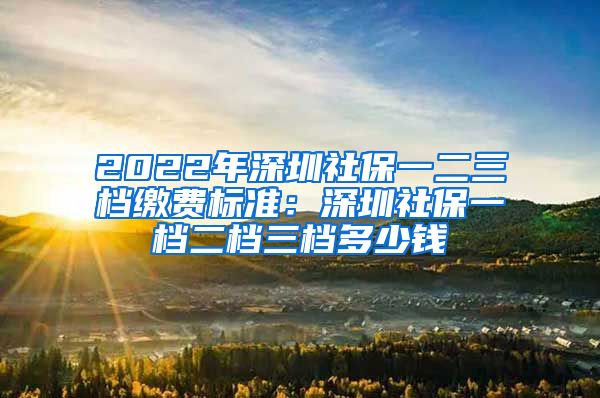 2022年深圳社保一二三档缴费标准：深圳社保一档二档三档多少钱