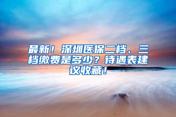 最新！深圳医保二档、三档缴费是多少？待遇表建议收藏！