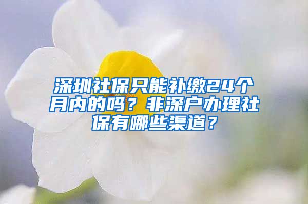 深圳社保只能补缴24个月内的吗？非深户办理社保有哪些渠道？