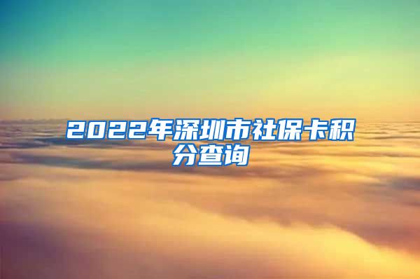 2022年深圳市社保卡积分查询
