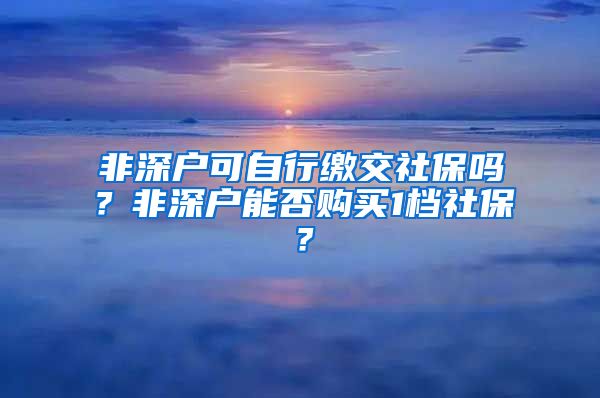 非深户可自行缴交社保吗？非深户能否购买1档社保？