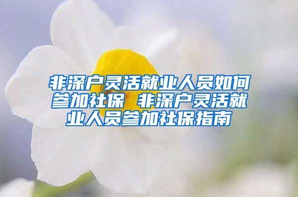 非深户灵活就业人员如何参加社保 非深户灵活就业人员参加社保指南