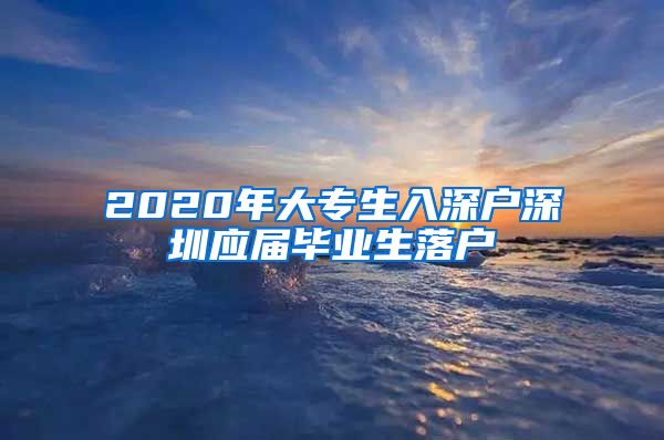 2020年大专生入深户深圳应届毕业生落户