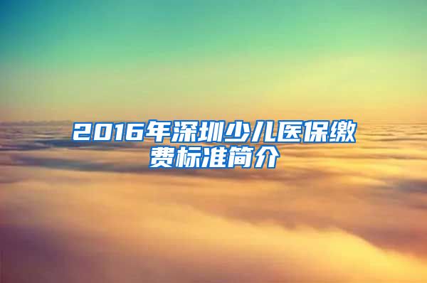 2016年深圳少儿医保缴费标准简介