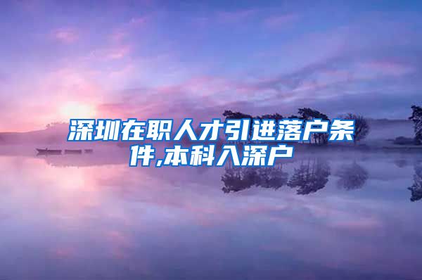 深圳在职人才引进落户条件,本科入深户