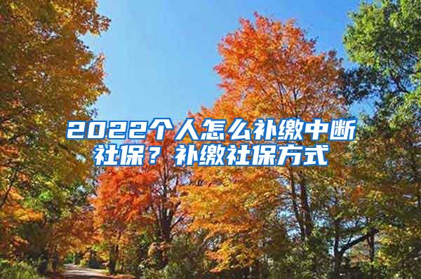 2022个人怎么补缴中断社保？补缴社保方式