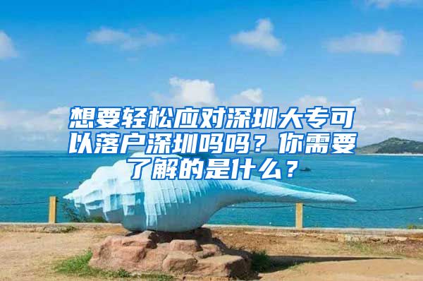 想要轻松应对深圳大专可以落户深圳吗吗？你需要了解的是什么？