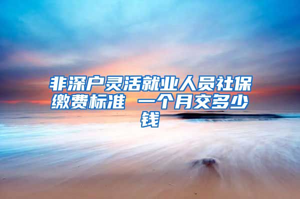 非深户灵活就业人员社保缴费标准 一个月交多少钱