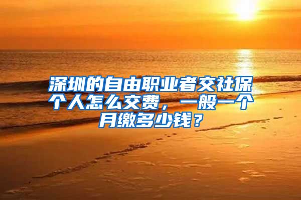 深圳的自由职业者交社保个人怎么交费，一般一个月缴多少钱？