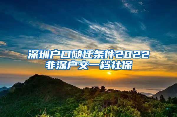 深圳户口随迁条件2022非深户交一档社保