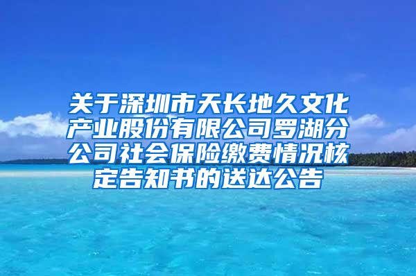 关于深圳市天长地久文化产业股份有限公司罗湖分公司社会保险缴费情况核定告知书的送达公告