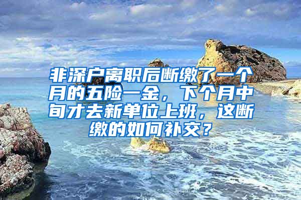 非深户离职后断缴了一个月的五险一金，下个月中旬才去新单位上班，这断缴的如何补交？