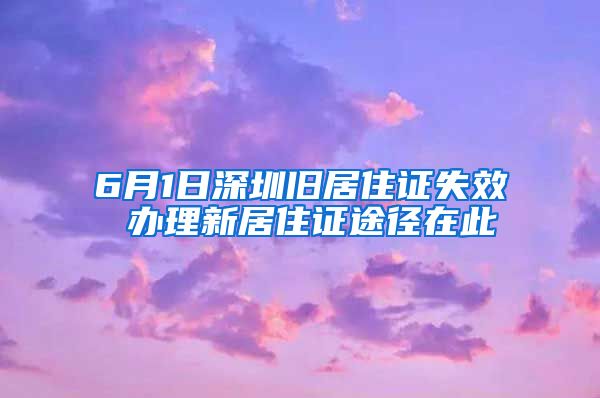 6月1日深圳旧居住证失效 办理新居住证途径在此