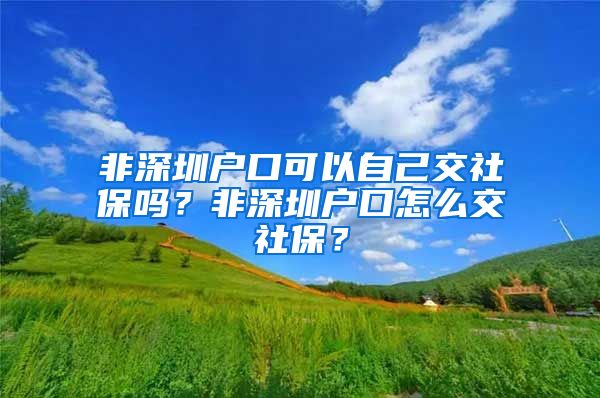 非深圳户口可以自己交社保吗？非深圳户口怎么交社保？