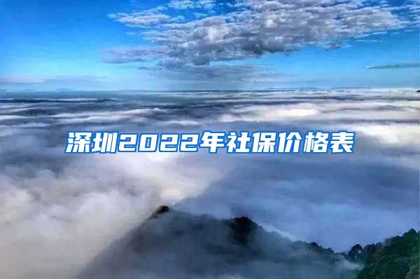 深圳2022年社保价格表