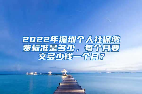 2022年深圳个人社保缴费标准是多少，每个月要交多少钱一个月？