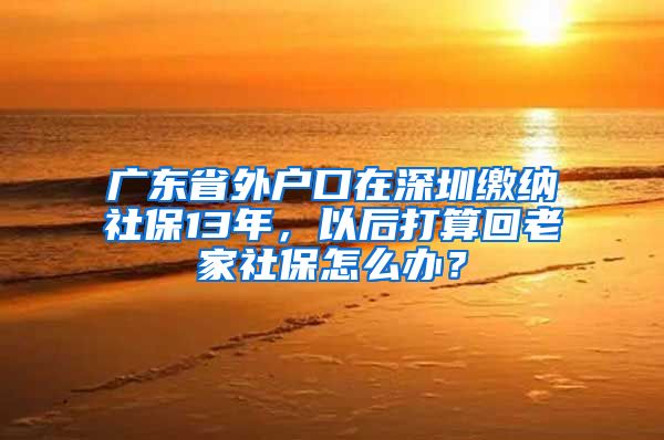 广东省外户口在深圳缴纳社保13年，以后打算回老家社保怎么办？