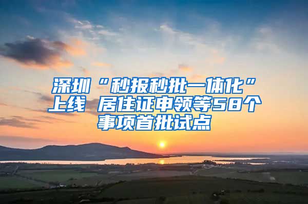 深圳“秒报秒批一体化”上线 居住证申领等58个事项首批试点