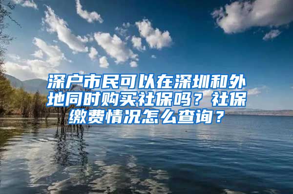 深户市民可以在深圳和外地同时购买社保吗？社保缴费情况怎么查询？