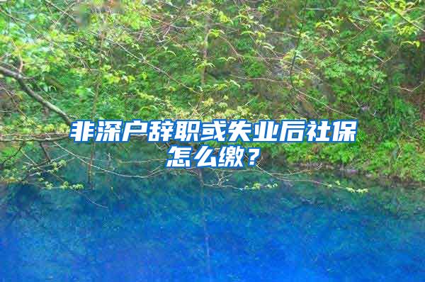 非深户辞职或失业后社保怎么缴？