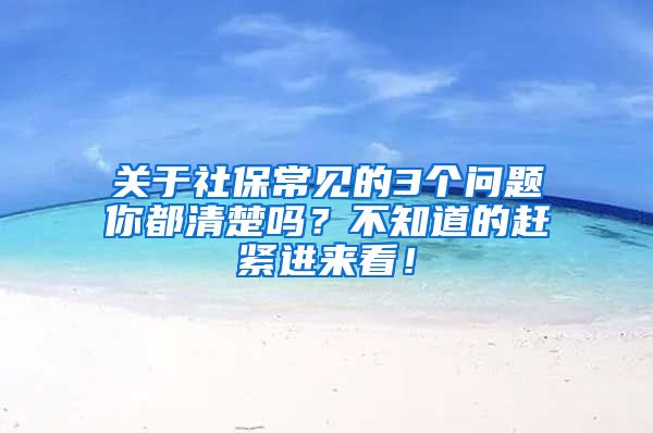 关于社保常见的3个问题你都清楚吗？不知道的赶紧进来看！