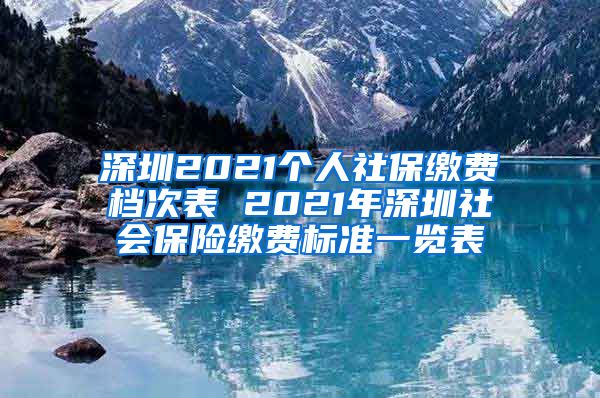 深圳2021个人社保缴费档次表 2021年深圳社会保险缴费标准一览表