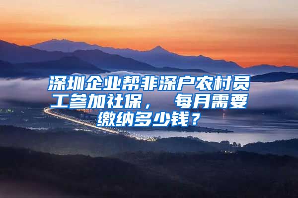 深圳企业帮非深户农村员工参加社保， 每月需要缴纳多少钱？