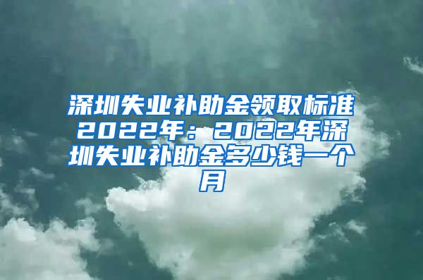 深圳失业补助金领取标准2022年：2022年深圳失业补助金多少钱一个月