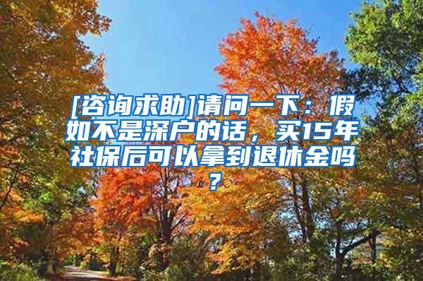 [咨询求助]请问一下：假如不是深户的话，买15年社保后可以拿到退休金吗？