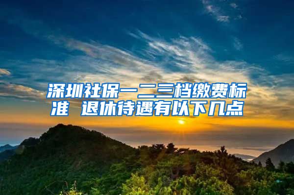 深圳社保一二三档缴费标准 退休待遇有以下几点